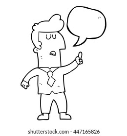 empresario de caricatura de burbuja de discursos dibujado a mano libre