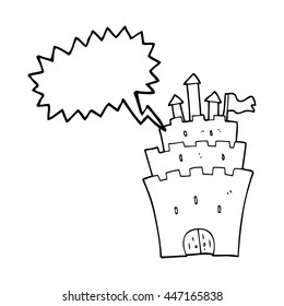 freehand drawn speech bubble cartoon castle
