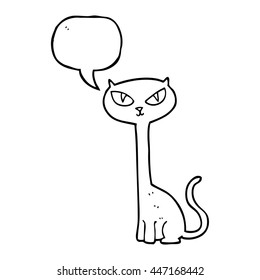 freehand drawn speech bubble cartoon cat