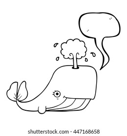 baleia de baleia de fala desenhada à mão livre balão baleia jorrando água