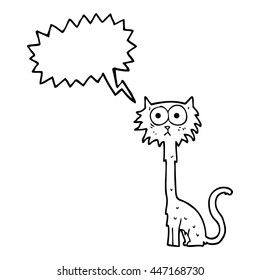 freehand drawn speech bubble cartoon cat