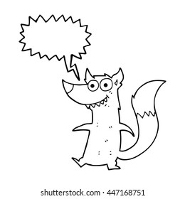 caricatura de burbuja de habla dibujada a mano libre de lobo pequeño