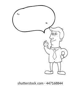 freehand drawn speech bubble cartoon waving man