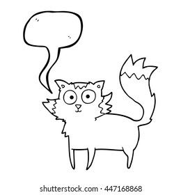 freehand drawn speech bubble cartoon cat 