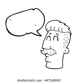 caricatura de burbuja de habla dibujada a mano libre hombre con pelo hipster