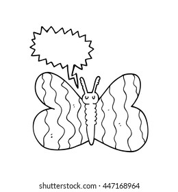 freehand drawn speech bubble cartoon butterfly