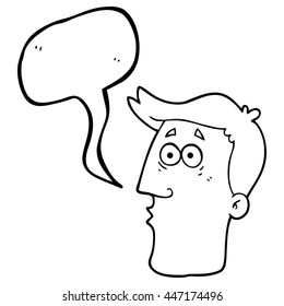 caricatura de burbuja de habla dibujada a mano libre cara masculina