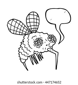 freehand drawn speech bubble cartoon fly