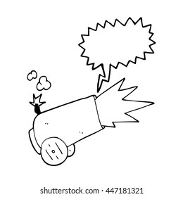 freehand drawn speech bubble cartoon cannon firing
