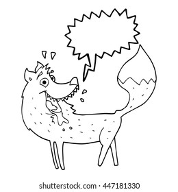 freehand drawn speech bubble cartoon wolf