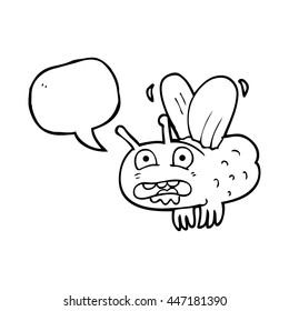 freehand drawn speech bubble cartoon fly