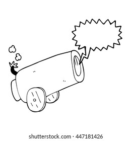 freehand drawn speech bubble cartoon cannon