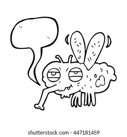 Cartoon-Fliege in freehand gezeichnet
