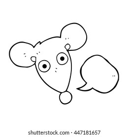 Cartoon-Maus mit freehand gezeichneter Sprachblase