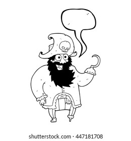 freehand drawn speech bubble cartoon pirate captain