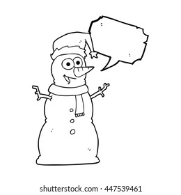 Cartoon-Schneemann in freehand gezeichnet