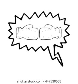 freehand drawn speech bubble cartoon boxing glove