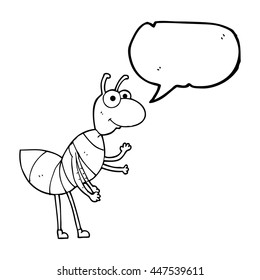 freehand drawn speech bubble cartoon ant