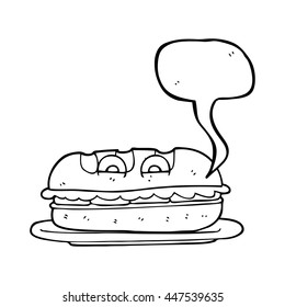 freehand drawn speech bubble cartoon sub sandwich