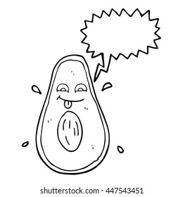 freehand drawn speech bubble cartoon avocado