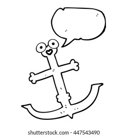 freehand drawn speech bubble cartoon anchor