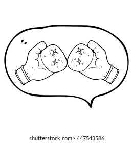 freehand drawn speech bubble cartoon boxing glove