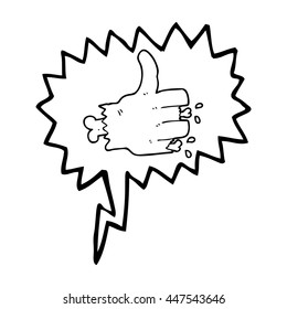 freehand drawn speech bubble cartoon zombie hand