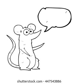 freehand drawn speech bubble cartoon mouse