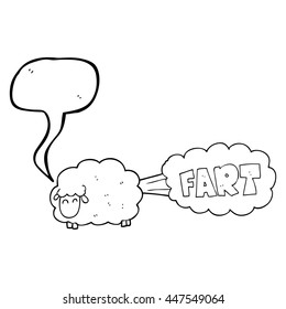freehand drawn speech bubble cartoon farting sheep