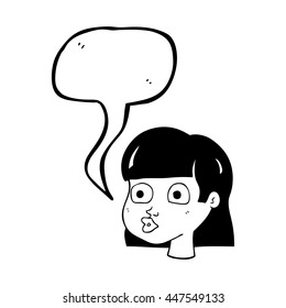 caricatura de burbuja de habla dibujada a mano libre cara femenina