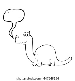 freehand drawn speech bubble cartoon dinosaur
