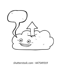 freehand drawn speech bubble cartoon upload to the cloud