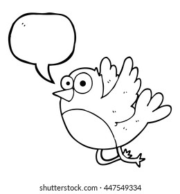 freehand drawn speech bubble cartoon bird