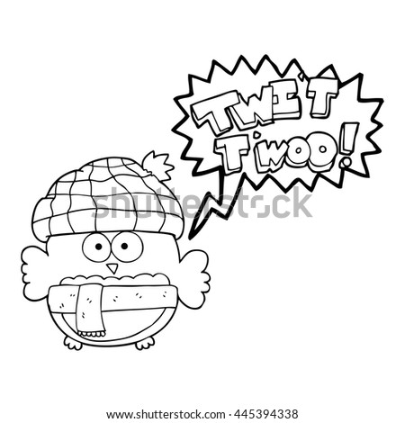 freehand drawn speech bubble cartoon cute owl saying twit twoo