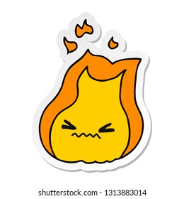 freehand drawn sticker cartoon of cute kawaii fire flame