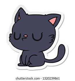 freehand drawn sticker cartoon of cute kawaii cat