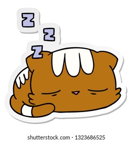 freehand drawn sticker cartoon of cute kawaii cat