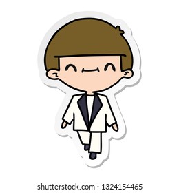 freehand drawn sticker cartoon of cute kawaii boy in suit