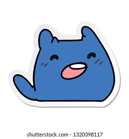 freehand drawn sticker cartoon of kawaii alien pet