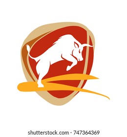 Freehand drawn template logo, poster, banner with bull. Sketch line illustration on white background.