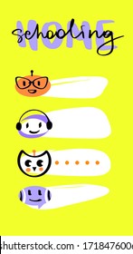Freehand drawn template poster, banner, landing page for Home schooling . Design illustration for education channel with distance learning. Free online course with new skill to learn for all ages.