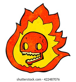 freehand drawn texture cartoon burning skull