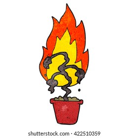 freehand drawn texture cartoon burning plant