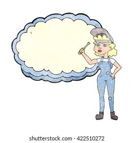 freehand drawn texture cartoon female mechanic