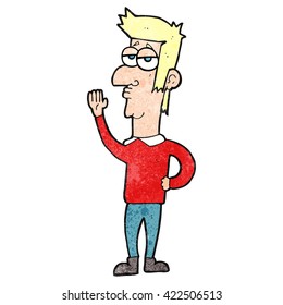 freehand drawn texture cartoon man waving