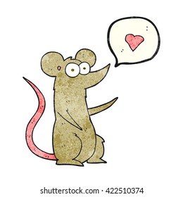 freehand drawn texture cartoon mouse in love