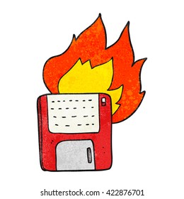 freehand drawn texture cartoon old computer disk burning