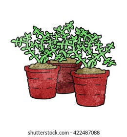 freehand drawn texture cartoon potted plants