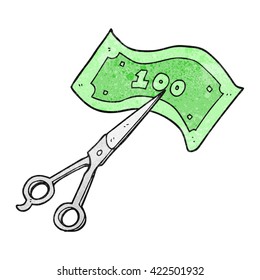 textura dibujada a mano libre tijeras de dibujos animados recortando dinero