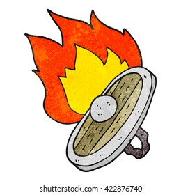 freehand drawn texture cartoon shield burning